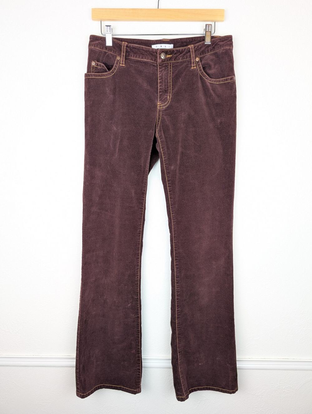 Cabi Velour Pants Boocut Velvet Burgundy Brown Red Witchy Boho Hippie Y2K Size 6